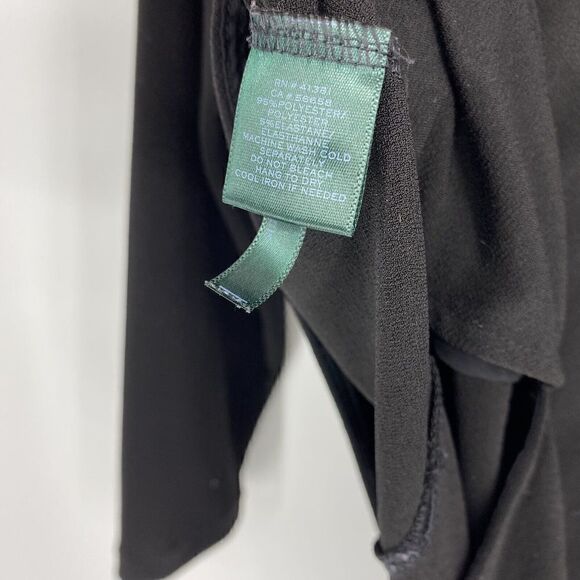 Lauren Ralph Lauren Tunic Top Size Medium Petite Black Long Sleeve Shirt Stretch - Picture 5 of 5